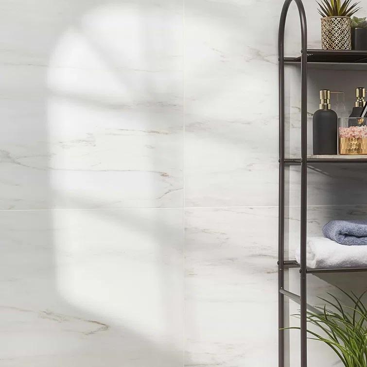Large Format 24" x 47" Polished Marble Look Porcelain Floor and Wall Tile (15.5 Sq. Ft. / Case)