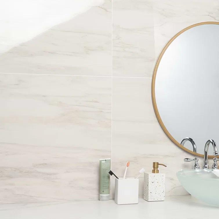 24" x 24" Polished Marble Look Porcelain Floor and Wall Tile (15.5 Sq. Ft. / Case)