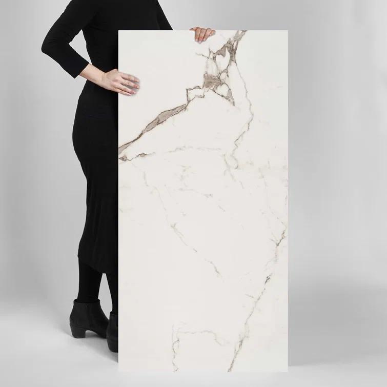Large Format 24" x 47" Polished Marble Look Porcelain Floor and Wall Tile (15.5 Sq. Ft. / Case)