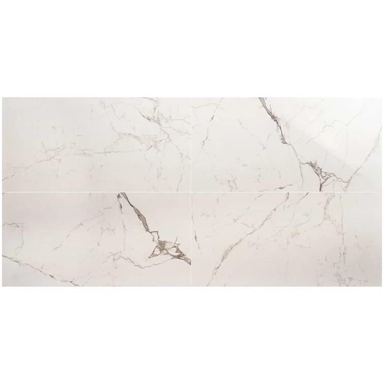 Large Format 24" x 47" Polished Marble Look Porcelain Floor and Wall Tile (15.5 Sq. Ft. / Case)