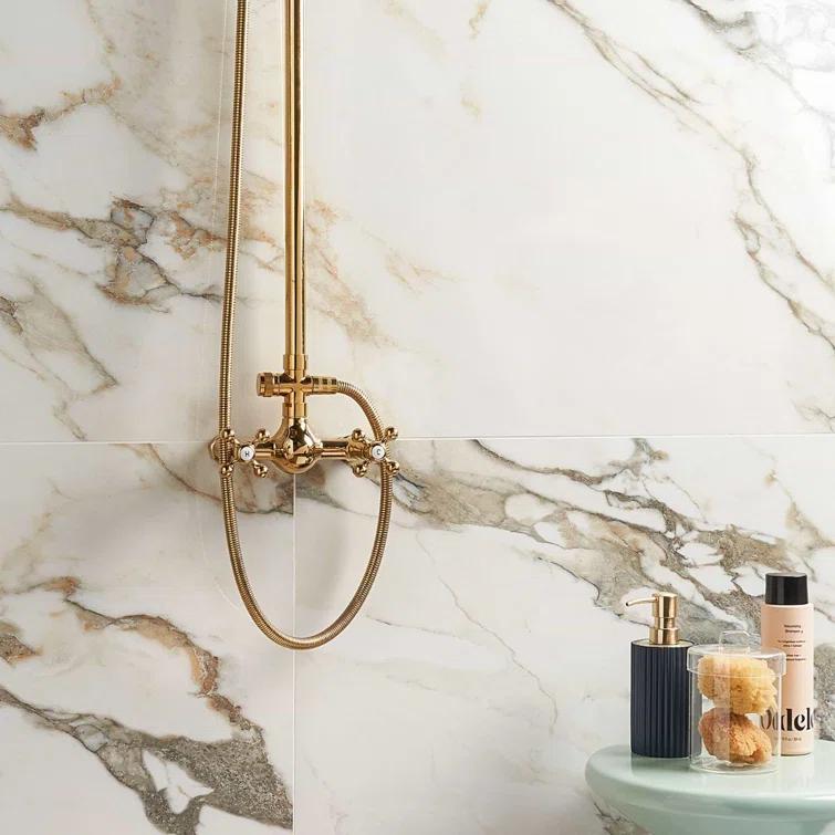 Bond Tile 24" x 47" Polished Marble Look Porcelain Floor and Wall Tile (15.5 Sq. Ft. / Case)