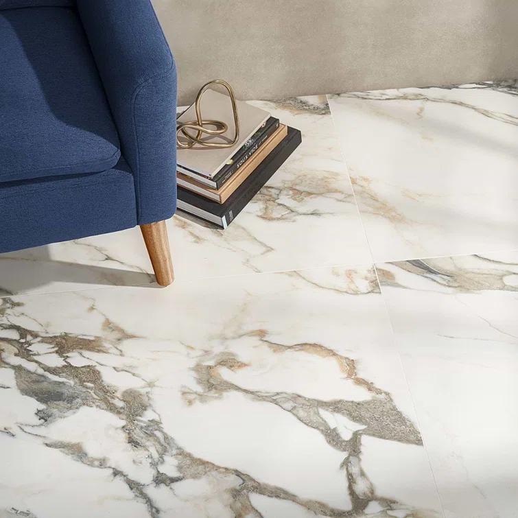 Bond Tile 24" x 47" Polished Marble Look Porcelain Floor and Wall Tile (15.5 Sq. Ft. / Case)