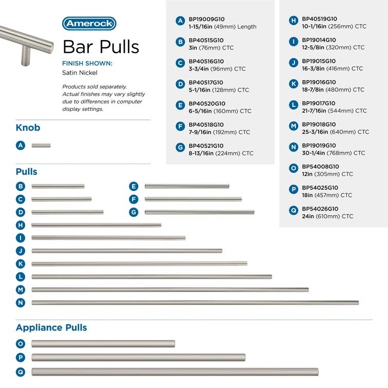 Bar Pulls Center to Center Bar Pull