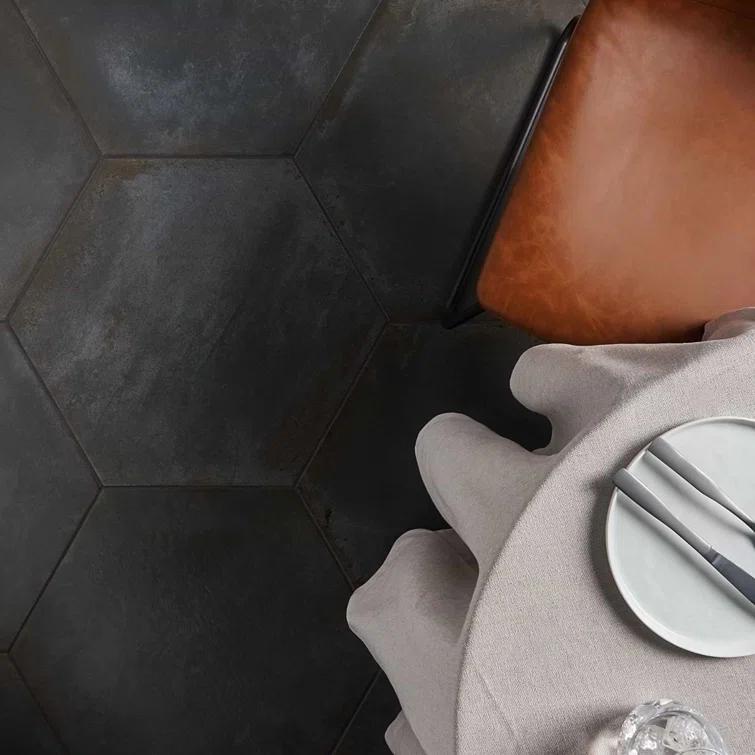 Angela Harris Fuller 20" Hex Porcelain Metallic Look Floor and Wall Tile