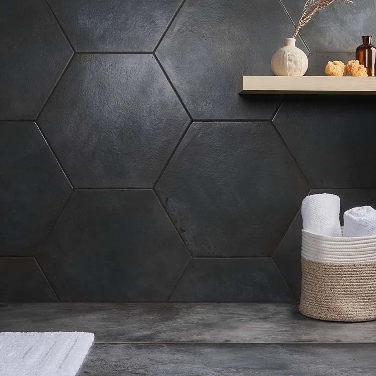 Angela Harris Fuller 20" Hex Porcelain Metallic Look Floor and Wall Tile