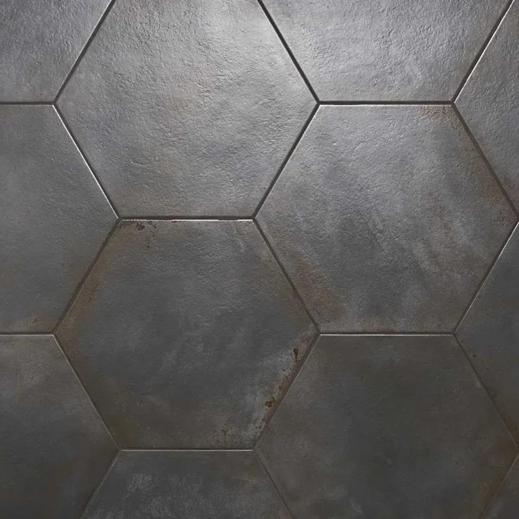 Angela Harris Fuller 20" Hex Porcelain Metallic Look Floor and Wall Tile