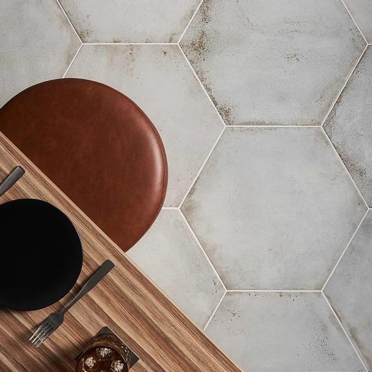 Angela Harris Fuller 20" Hex Porcelain Metallic Look Floor and Wall Tile