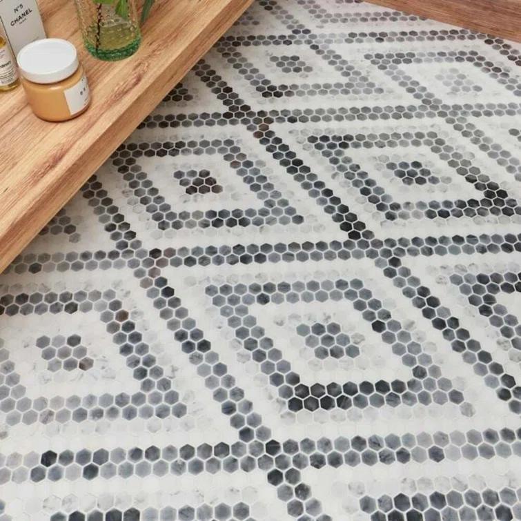 Hyperion 15.03'' W x 17.36'' L Marble Tile Mosaic Sheet