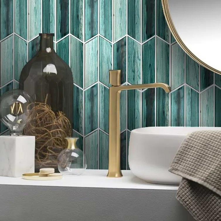 Tara Chevron 11.73 in. x 11.74 in. Molten Glass Mosaic Wall Tile (0.96 Sq. Ft. / Sheet)