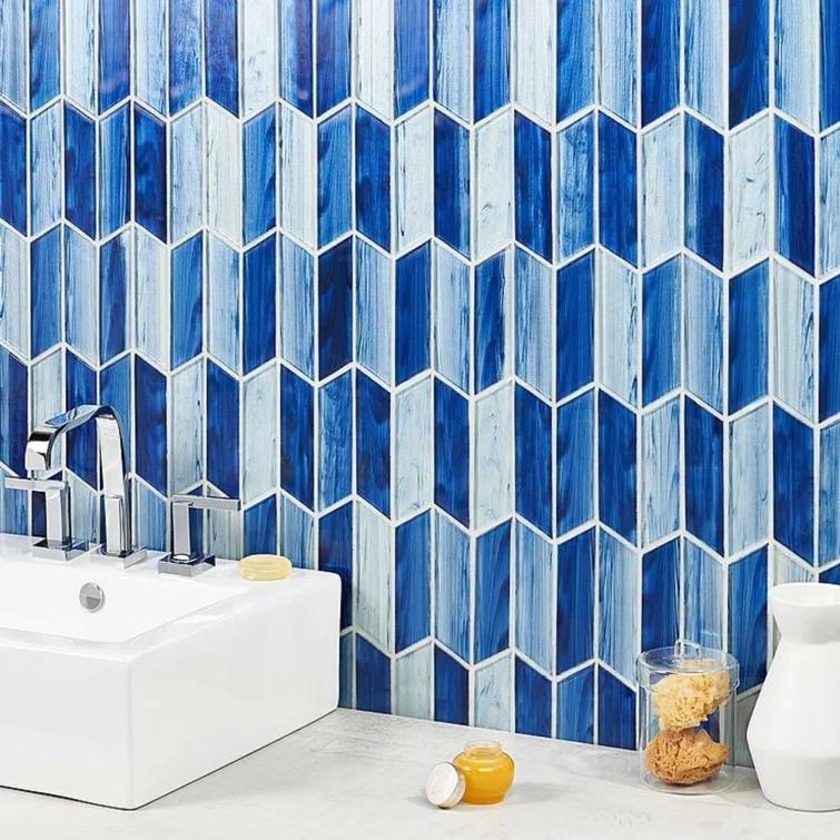 Tara Chevron 11.73 in. x 11.74 in. Molten Glass Mosaic Wall Tile (0.96 Sq. Ft. / Sheet)