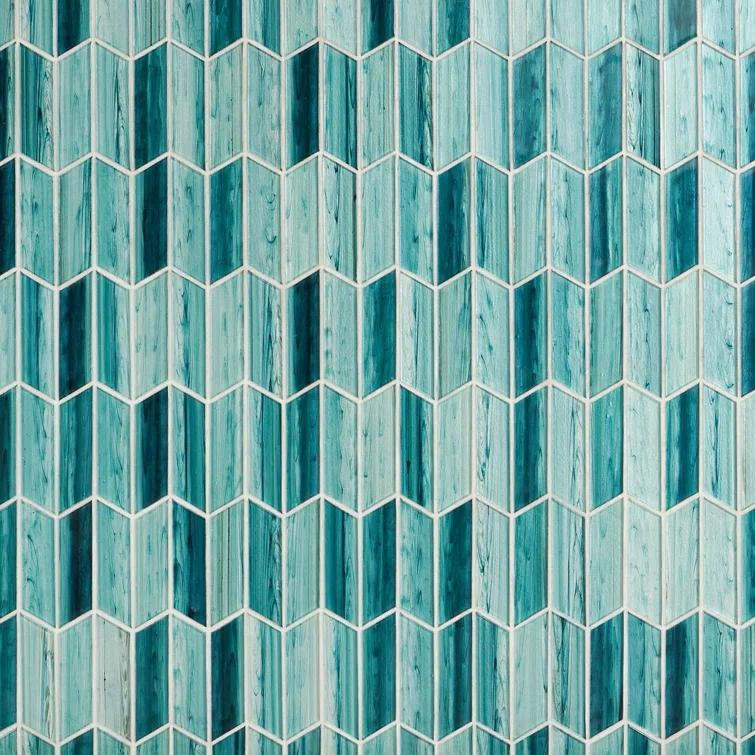 Tara Chevron 11.73 in. x 11.74 in. Molten Glass Mosaic Wall Tile (0.96 Sq. Ft. / Sheet)