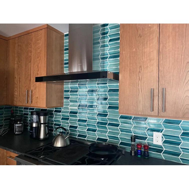 Tara Chevron 11.73 in. x 11.74 in. Molten Glass Mosaic Wall Tile (0.96 Sq. Ft. / Sheet)