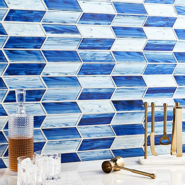 Tara Chevron 11.73 in. x 11.74 in. Molten Glass Mosaic Wall Tile (0.96 Sq. Ft. / Sheet)