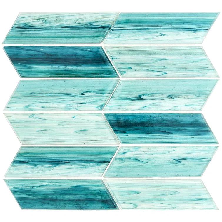 Tara Chevron 11.73 in. x 11.74 in. Molten Glass Mosaic Wall Tile (0.96 Sq. Ft. / Sheet)