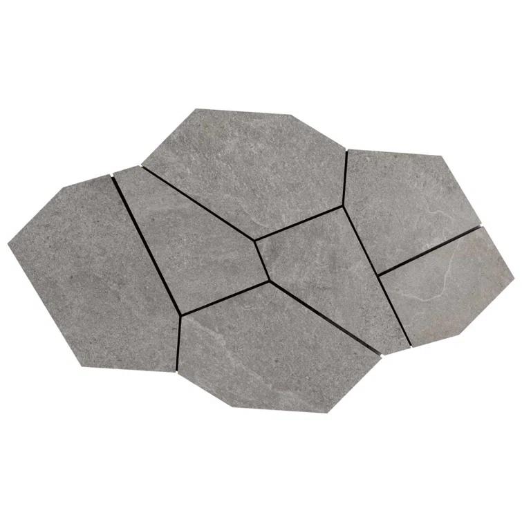 Monolith 11.81 In. X 19.68 In. Organic Pattern Matte Porcelain Mosaic Floor And Wall Tile (1.55 Sq. Ft. / Each)