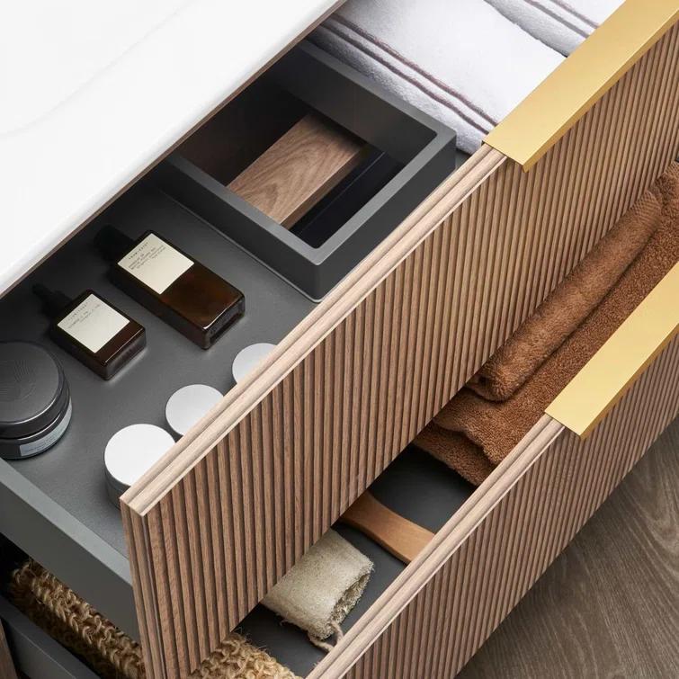 Demeter Art Gold 40 in. W x 18.1 in. D x 22.8 in. H Deco Wall Mounted Vanity with Single Sink and White Ceramic Top