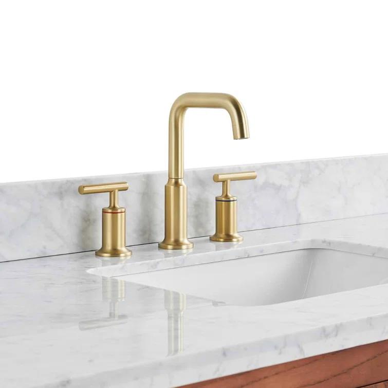 Baker 36" Woodgrain Vanity with Carrara Marble Top and Single Sink Ceramic Basin