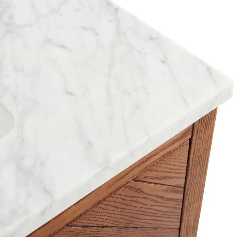 Baker 36" Woodgrain Vanity with Carrara Marble Top and Single Sink Ceramic Basin