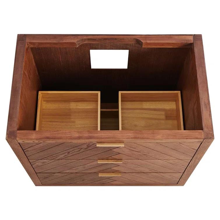 Baker 36" Woodgrain Vanity with Carrara Marble Top and Single Sink Ceramic Basin