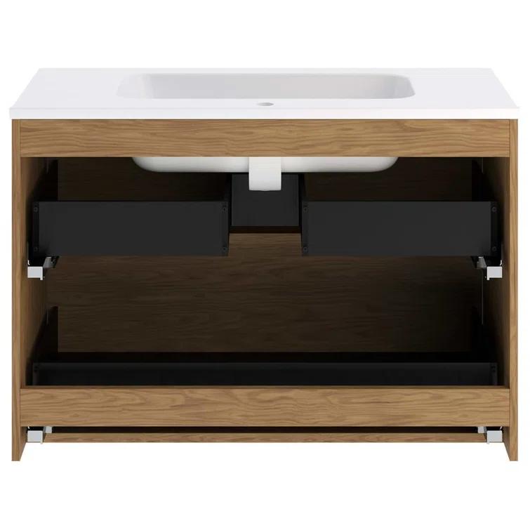 Demeter Art Black 40 in. W x 18.1 in. D x 22.8 in. H Deco Wall Mounted Vanity with Single Sink and White Ceramic Top