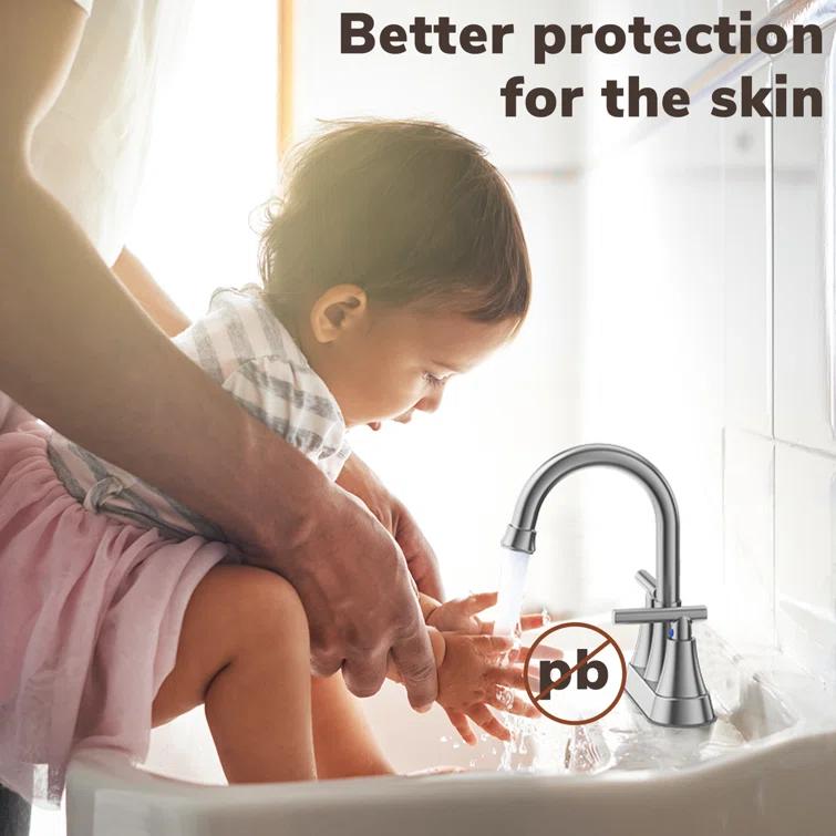 Kingtack Centerset 2-handle Bathroom Faucet with Drain Assembly BKTK0005AWDUSF