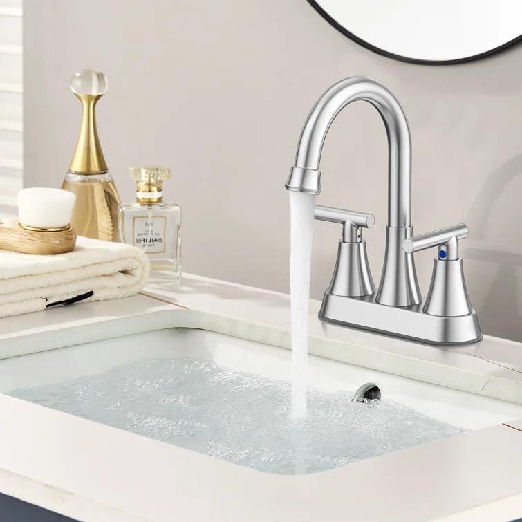 Kingtack Centerset 2-handle Bathroom Faucet with Drain Assembly BKTK0005AWDUSF