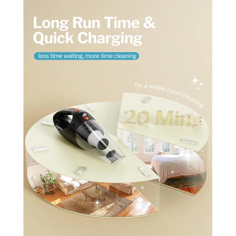 BEACHWATER POOL & SPA, LLC Handheld Vacuum Cordless With 2 Filters, Car Vacuum Cleaner High Power With Fast Charge Tech, Portable Rechargeable Mini Vacuum With Large-Capacity Battery | Wayfair