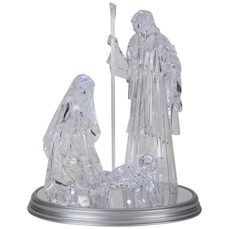 Northlight LED Lighted Acrylic Holy Family Nativity Scene on Mirror Christmas Decoration - 17"