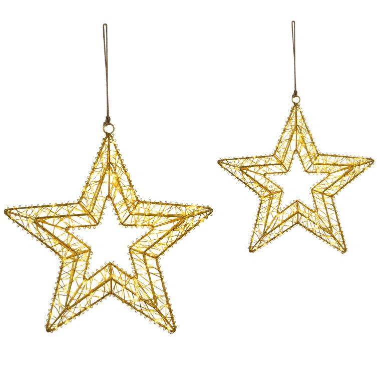 Northlight Seasonal LED Lighted Stars Outdoor Christmas Decorations - 18" - Gold - Set Of 2