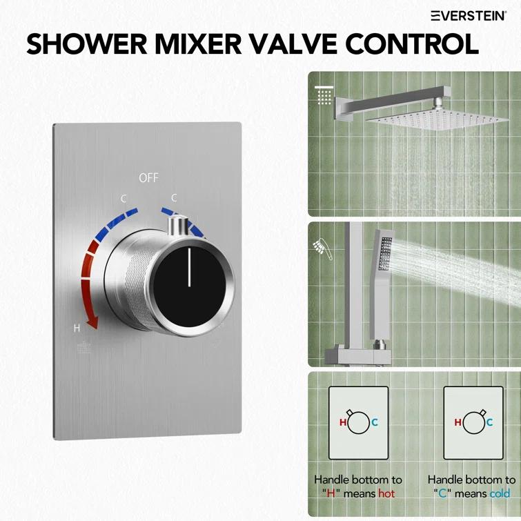 RainfallCascade 10" Pressure Balanced Slide BarShower System with Rough-In Valve