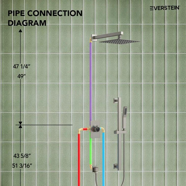 RainfallCascade 10" Pressure Balanced Slide BarShower System with Rough-In Valve