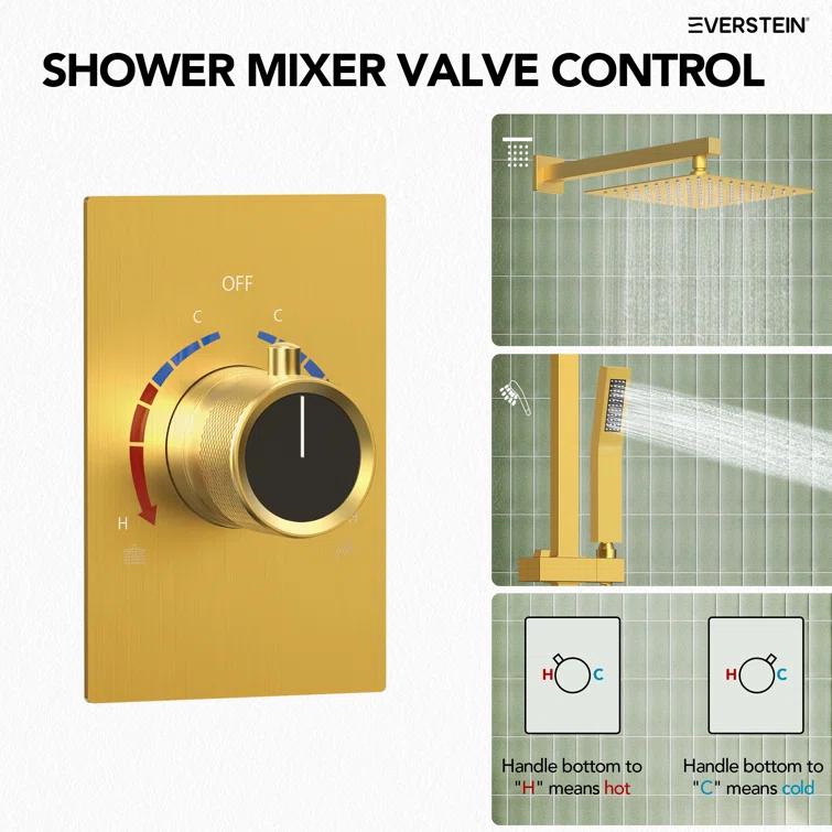 RainfallCascade 10" Pressure Balanced Slide BarShower System with Rough-In Valve