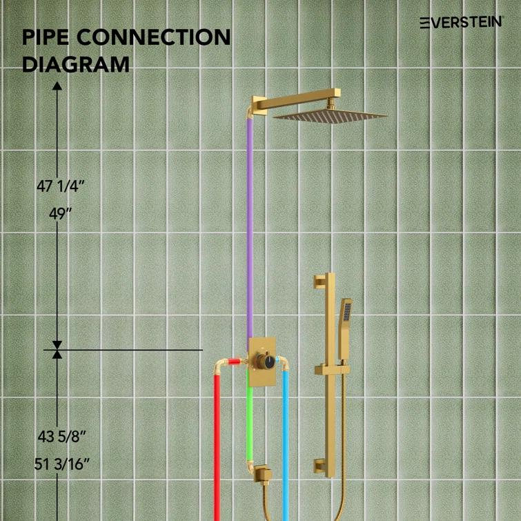 RainfallCascade 10" Pressure Balanced Slide BarShower System with Rough-In Valve