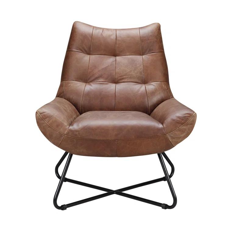 Cappuccino Graduate Leather Lounge Chair with Metal Frame