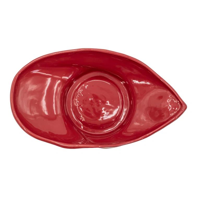 Handcrafted Red Ceramic Decorative Bowl