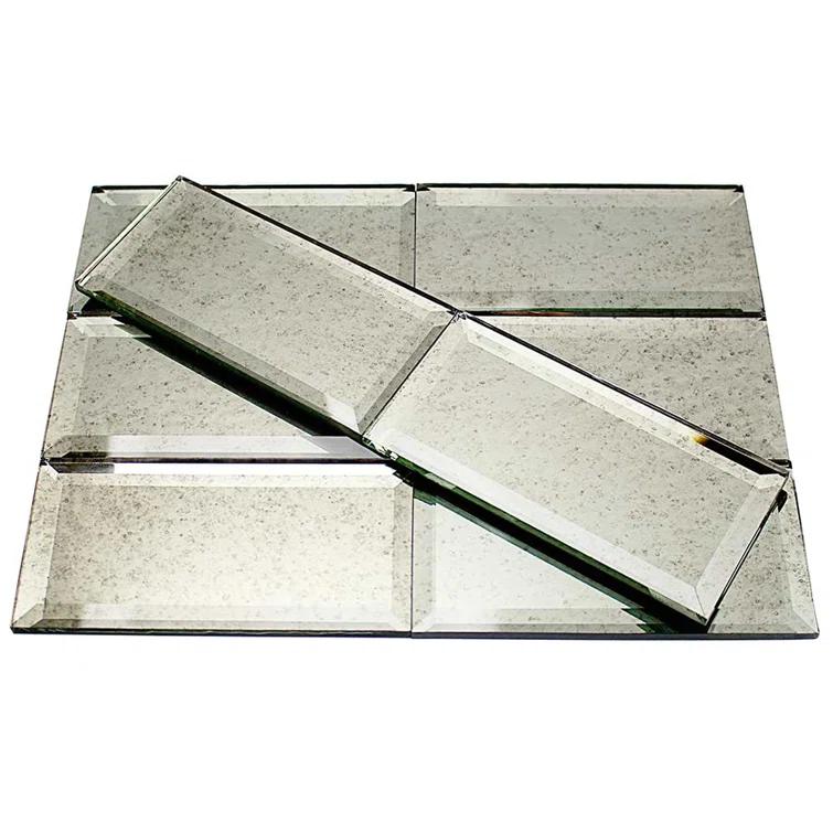 Vintage Mirror 3" x 6" Beveled Glass Brick Look Subway Wall Tile