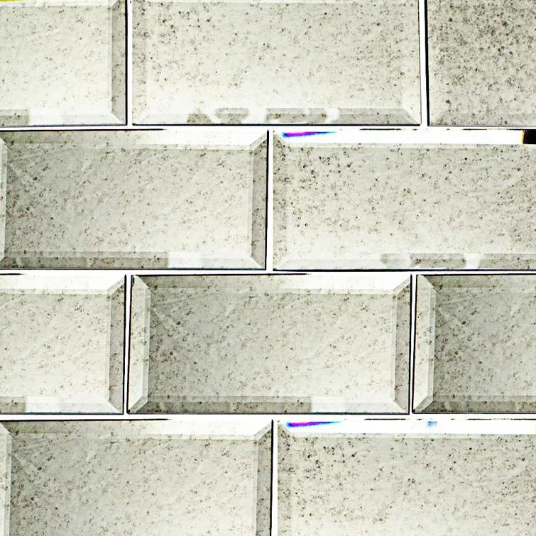Vintage Mirror 3" x 6" Beveled Glass Brick Look Subway Wall Tile