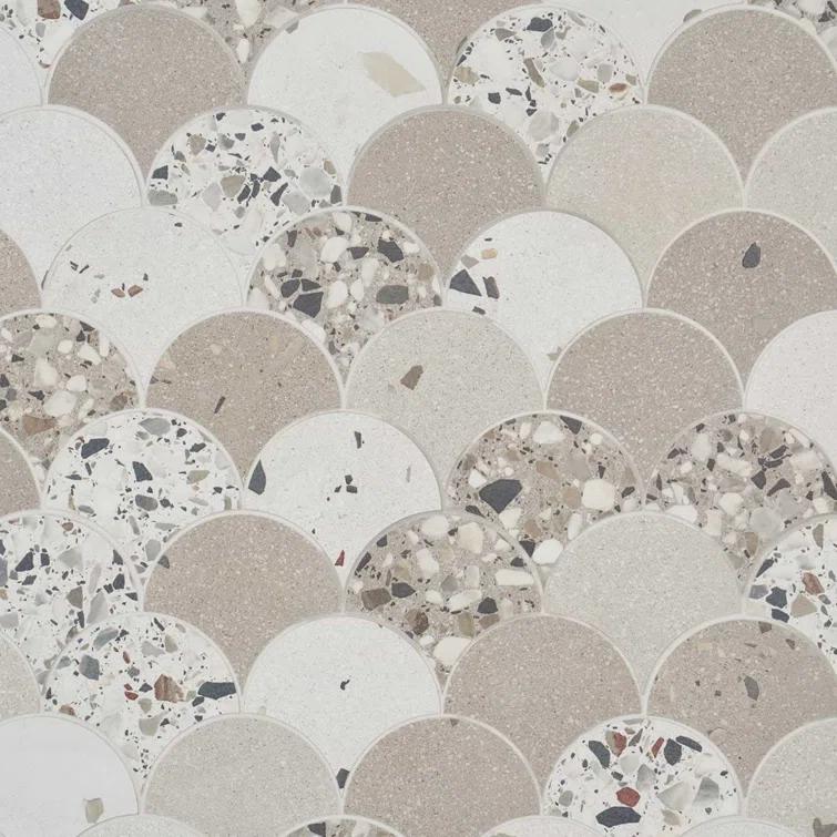 Lane 11" x 16" Porcelain Fish Scale Mosaic Wall & Floor Tile (1.2 sq. ft. / each)