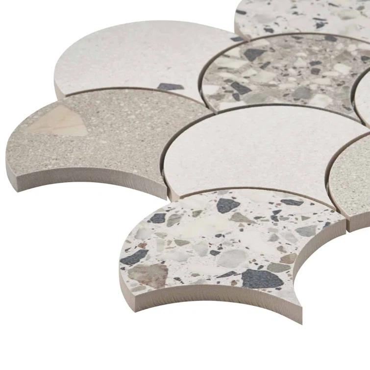 Lane 11" x 16" Porcelain Fish Scale Mosaic Wall & Floor Tile (1.2 sq. ft. / each)