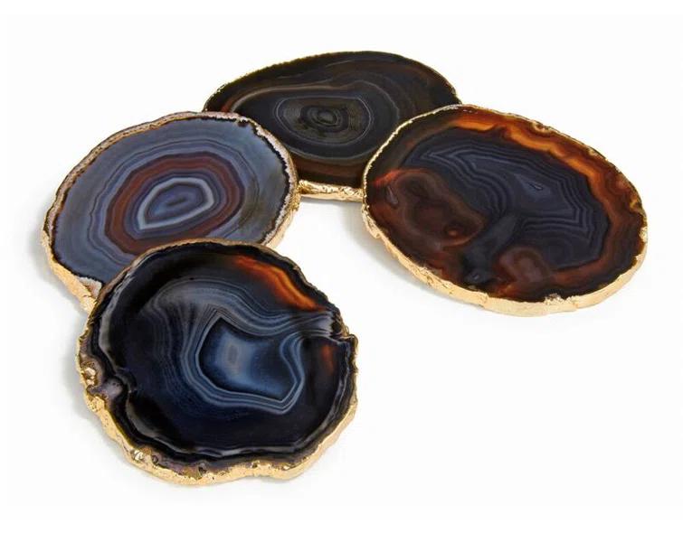 ANNA New York Entertainment Agate Round 4 Piece Coaster Set