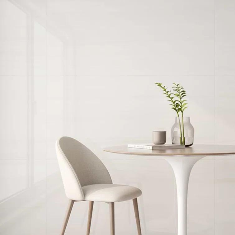 Bond Tile Terius Dolomite Warm White 23.54" x 47.24" Polished Marble Look Porcelain Floor and Wall Tile