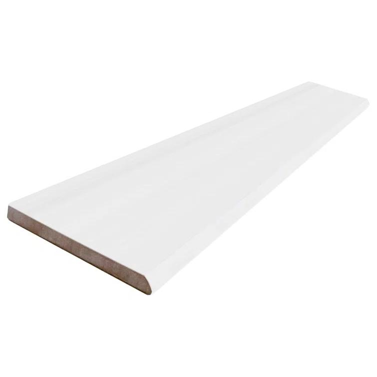 Terius Dolomite Warm White 3.54" x 23.54" Polished Marble Look Porcelain Bullnose Tile Trim