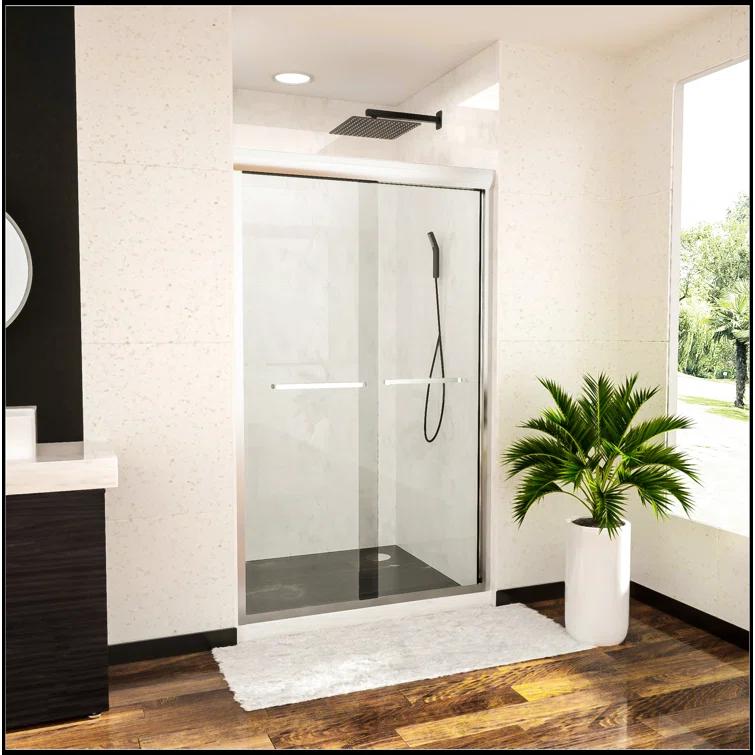 Shower Door 48" W X 76"H Semi-Frameless Bypass Sliding Shower Enclosure
