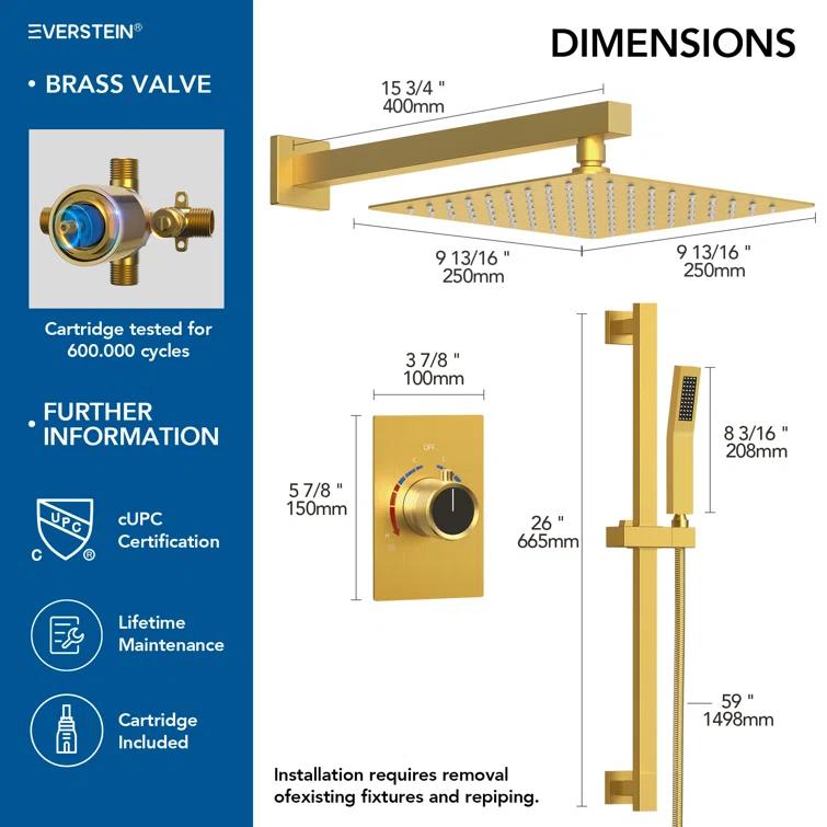 RainfallCascade 10" Pressure Balanced Slide BarShower System with Rough-In Valve