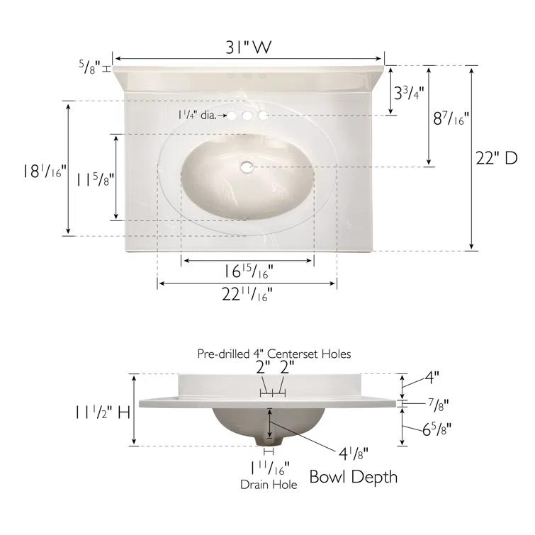 Cultured Marble Vanity Top with Backsplash