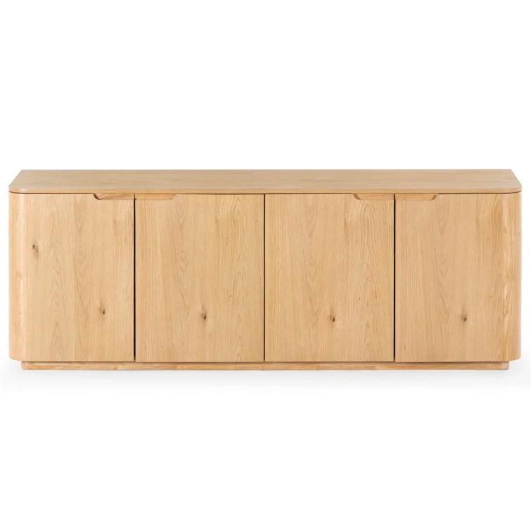 Natural Rubberwood 4-Door Sideboard with Zinc Details