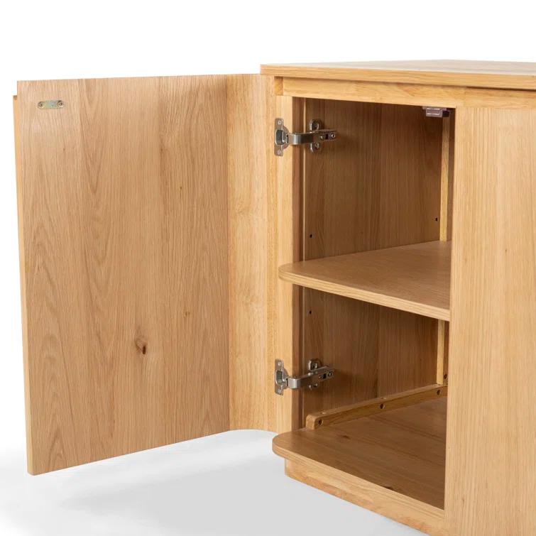 Natural Rubberwood 4-Door Sideboard with Zinc Details