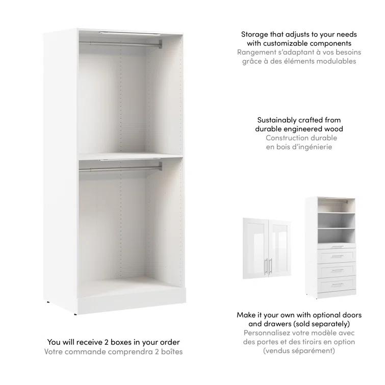 Florence 36W X 25D Modular Double Hanging Closet System Tower With LED Light