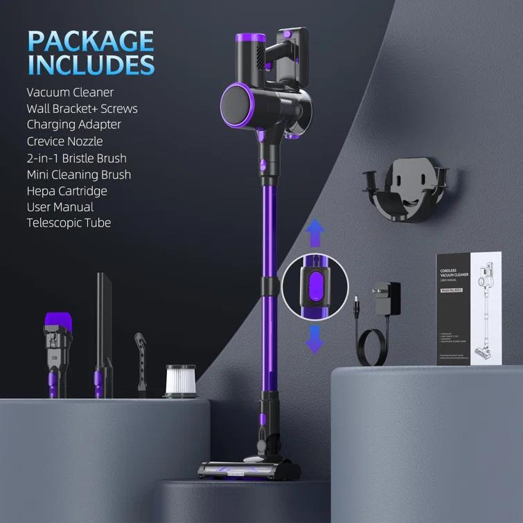 Cordless Vacuum Cleaner, 20KPA Stick Vacuum With LED Display, 2 Modes 6 In 1 Lightweight Cordless Stick Vacuum Cleaner With 40Min Detachable Battery Vacuum Cleaner For Home Hard Floor Car Carpet