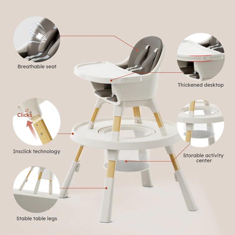 8-in-1 Convertible Baby Feeding Dining Chair with Removable Tray and Activity Center